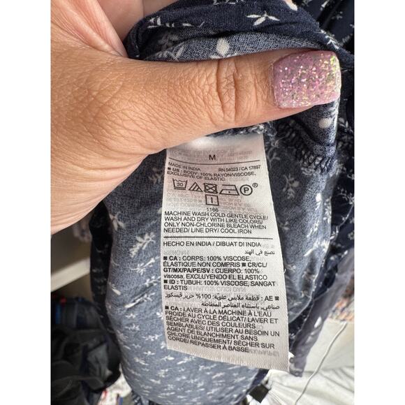 Old Navy Women's Navy Blue Floral Sleeveless Cami Tie Strap Mini Dress Medium - Picture 5 of 6